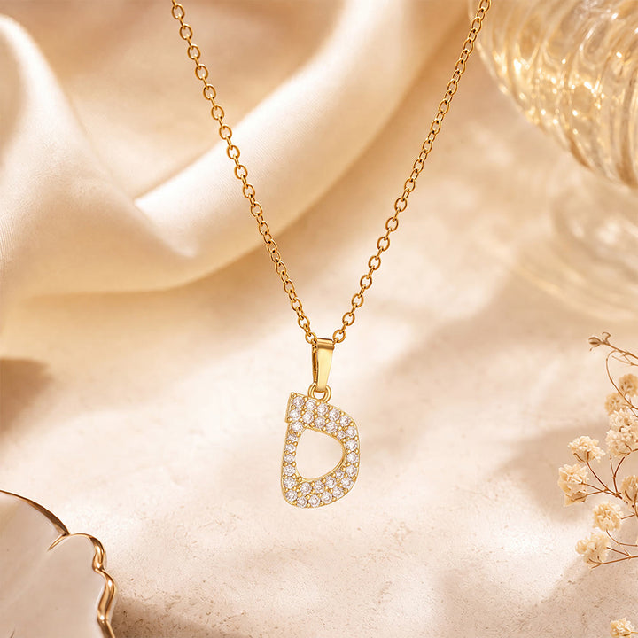 HilalHaven Letter Lumina Flowing Regional Script Monogram Necklace - Golden - He(H)|ه - image 25