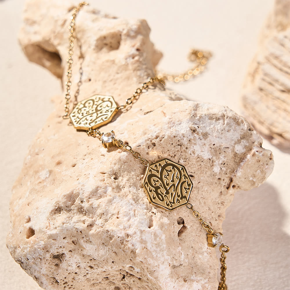 HilalHaven Octagon Script Link Hand‑Chain Bracelet - image 1