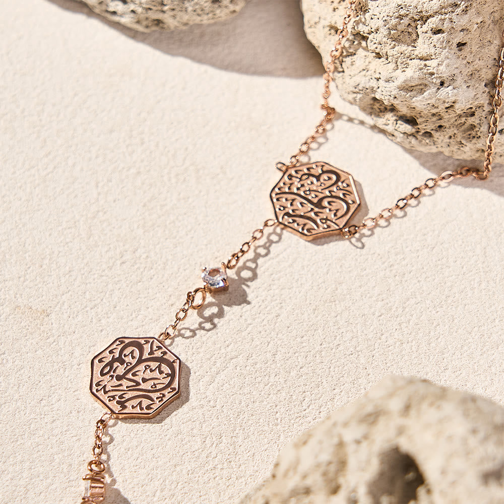 HilalHaven Octagon Script Link Hand‑Chain Bracelet - Rose Golden - image 11