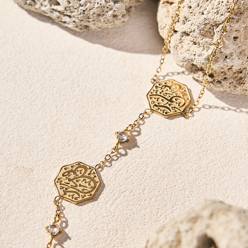 HilalHaven Octagon Script Link Hand‑Chain Bracelet - Golden - image 3