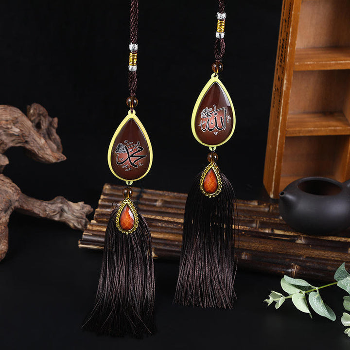 HilalHaven Luminous Tear Crystal Tassel Car Pandent - Brown - image 2