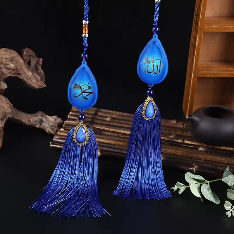 HilalHaven Luminous Tear Crystal Tassel Car Pandent - Blue(Style 2) - image 6