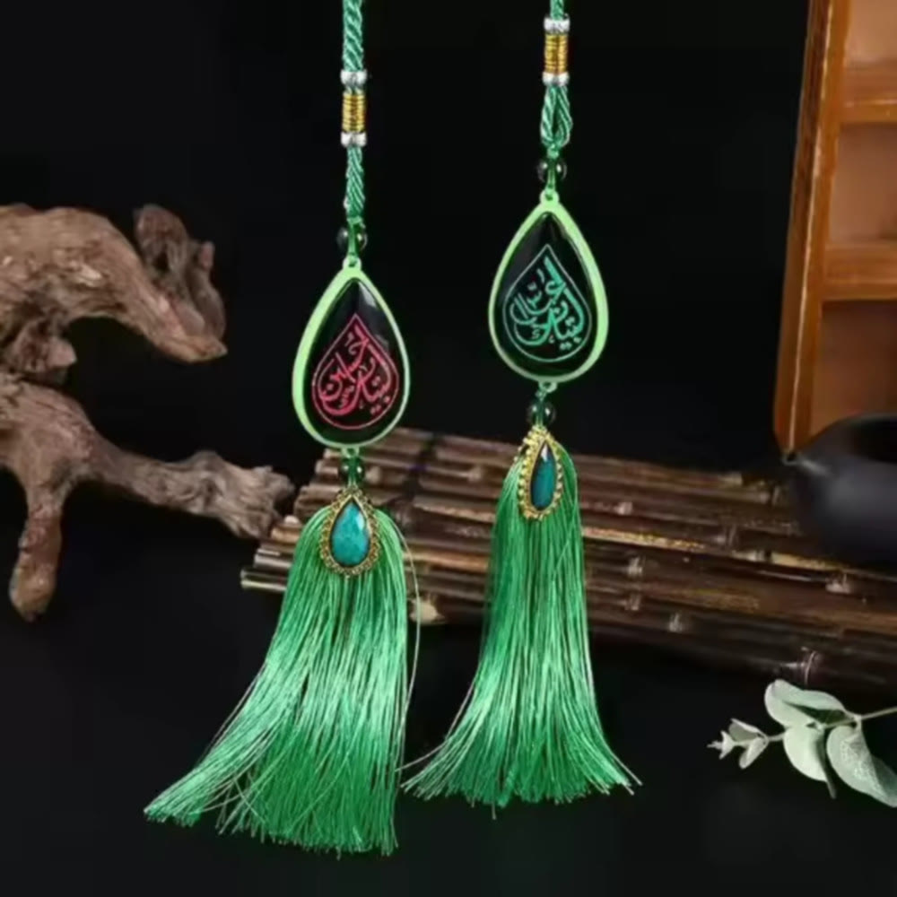 HilalHaven Luminous Tear Crystal Tassel Car Pandent - Green(Style 3) - image 12