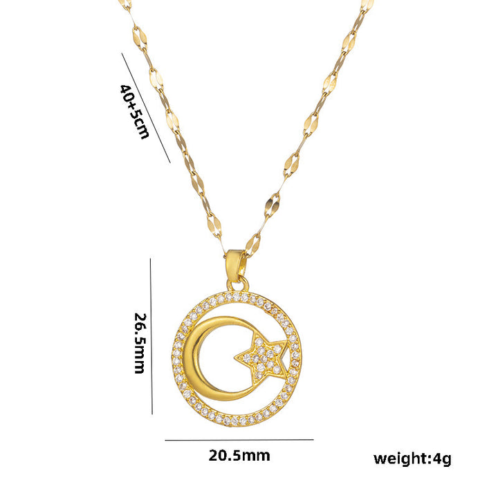 HilalHaven Stellar Glow Crescent Pendant Necklace - image 7