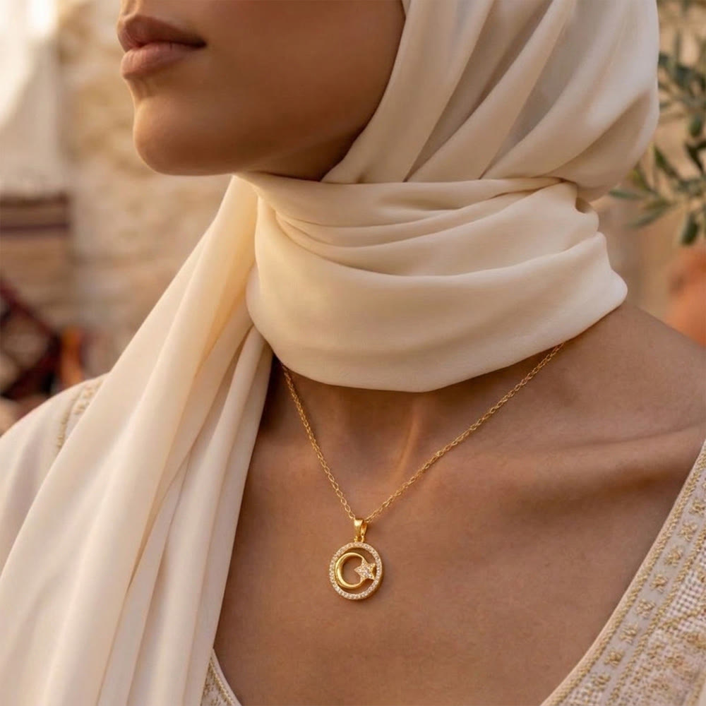 HilalHaven Stellar Glow Crescent Pendant Necklace - image 6