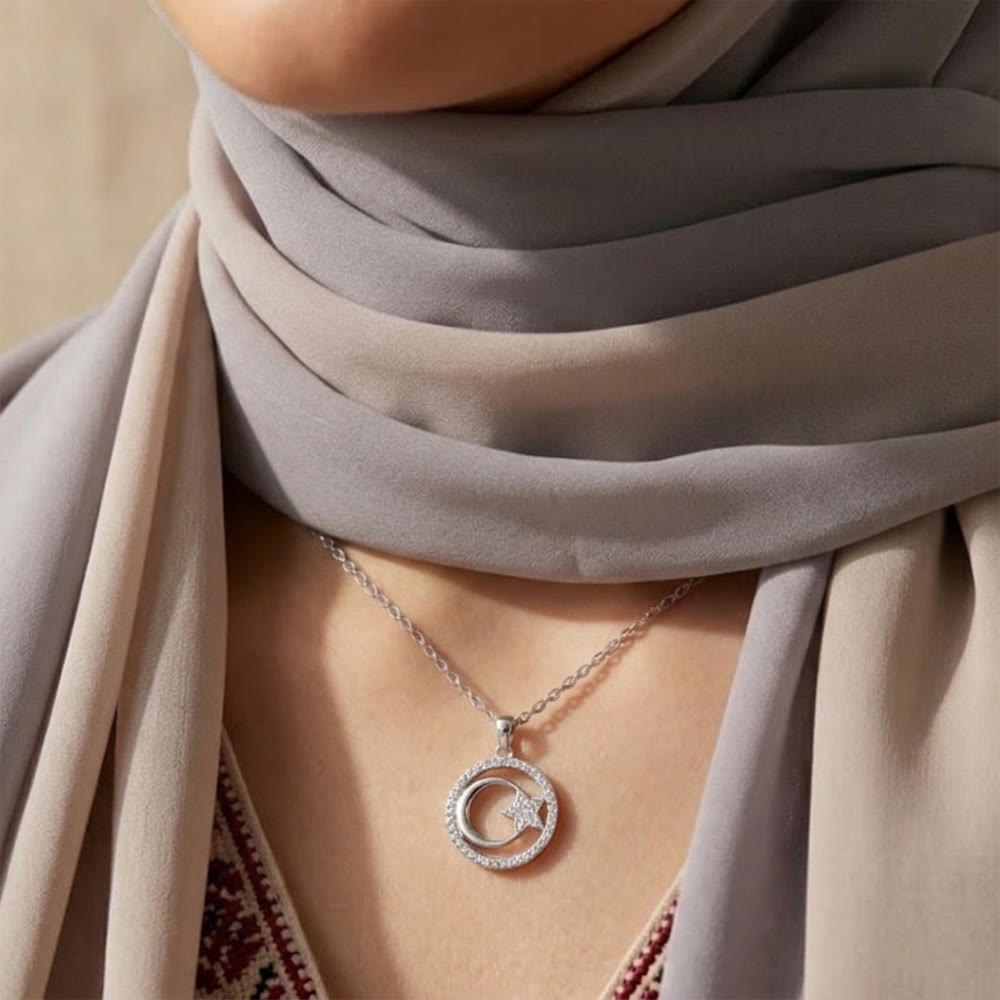 HilalHaven Stellar Glow Crescent Pendant Necklace - image 11