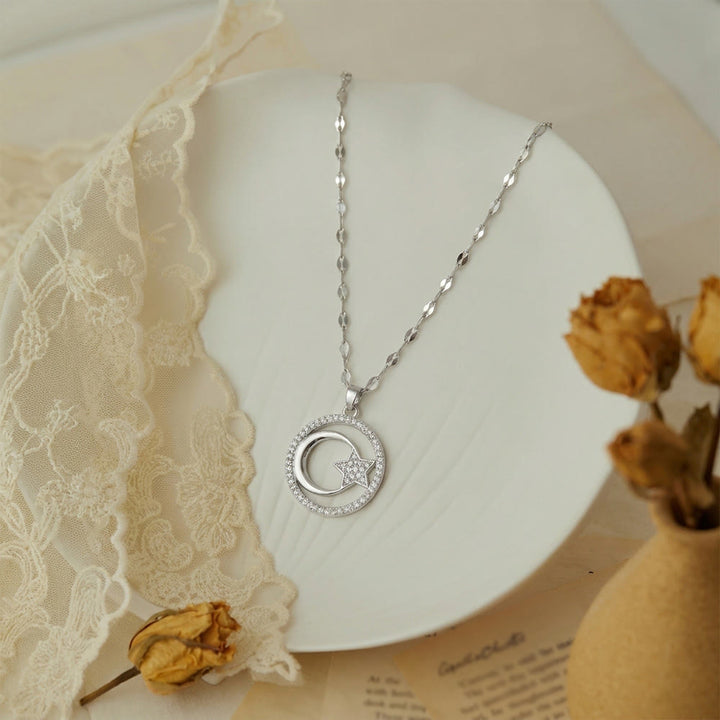 HilalHaven Stellar Glow Crescent Pendant Necklace - image 8