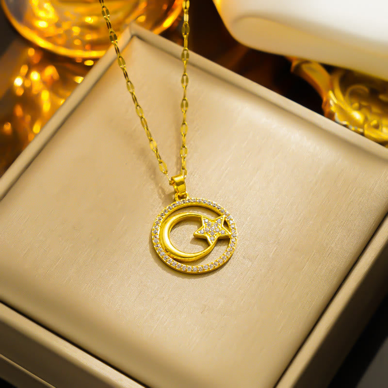 HilalHaven Stellar Glow Crescent Pendant Necklace - image 5