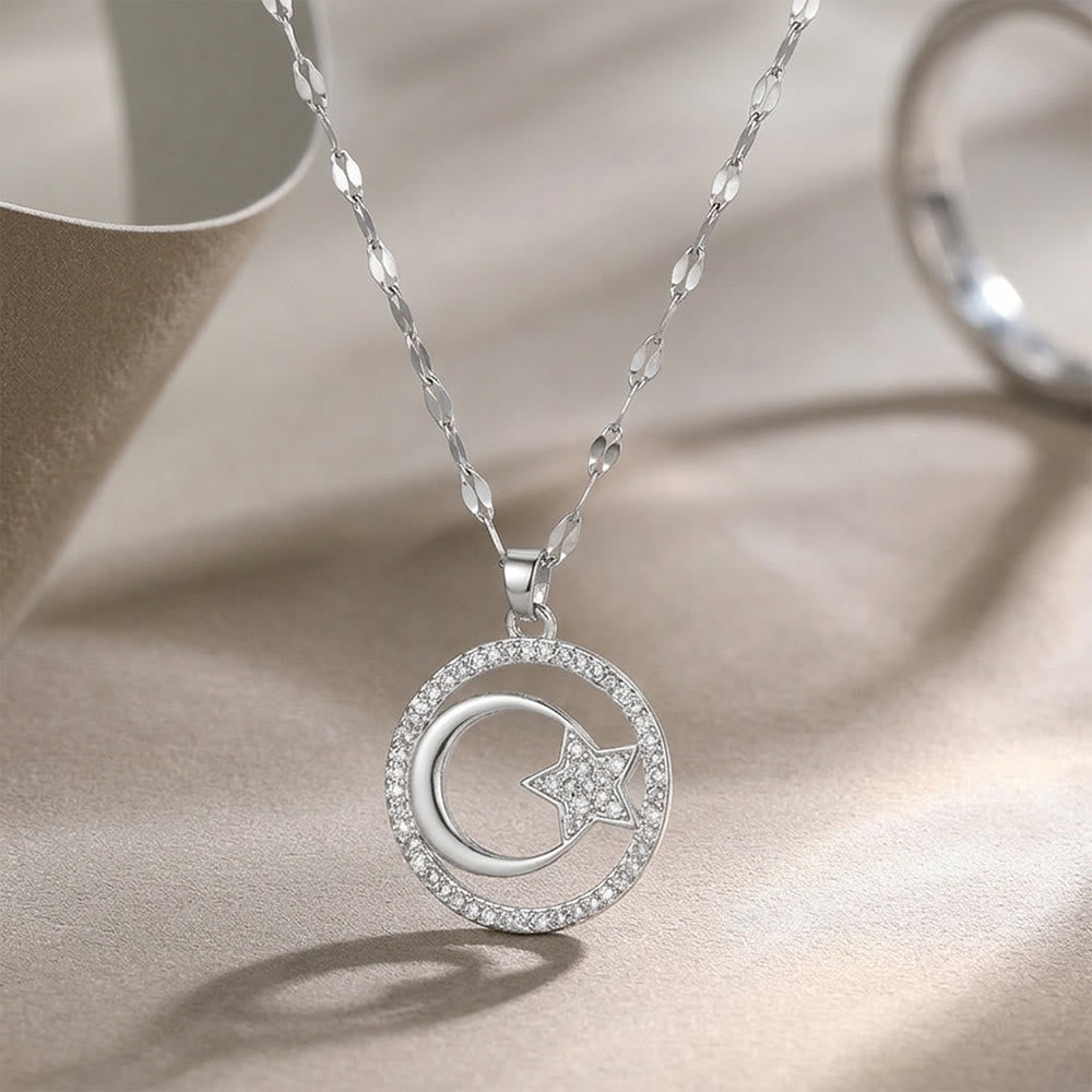 HilalHaven Stellar Glow Crescent Pendant Necklace - image 9