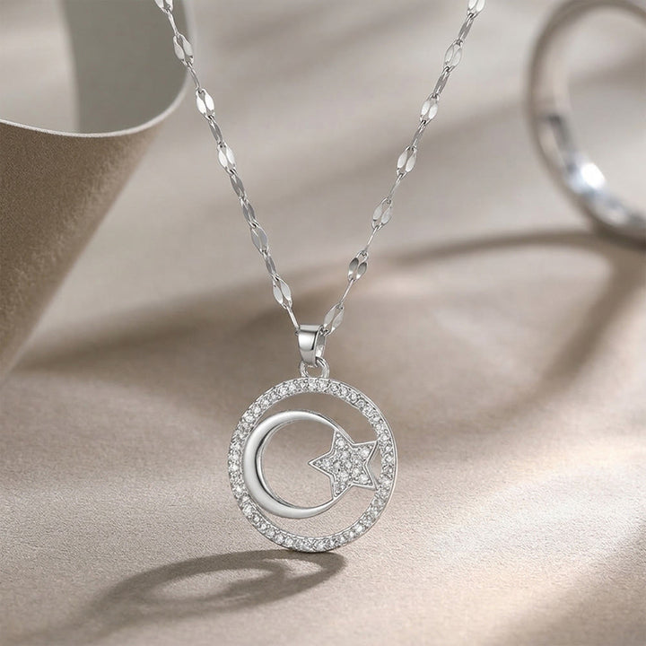 HilalHaven Stellar Glow Crescent Pendant Necklace - image 9