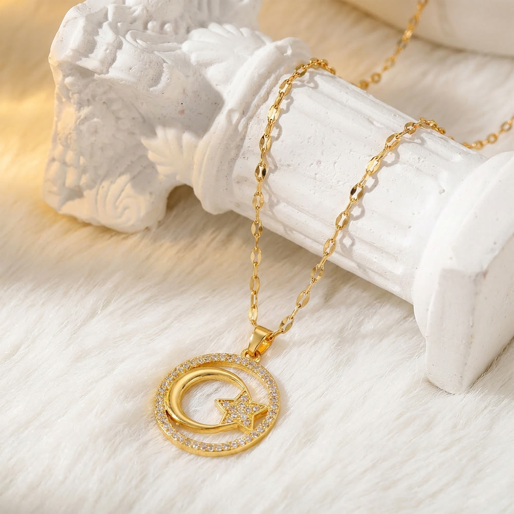 HilalHaven Stellar Glow Crescent Pendant Necklace - image 4