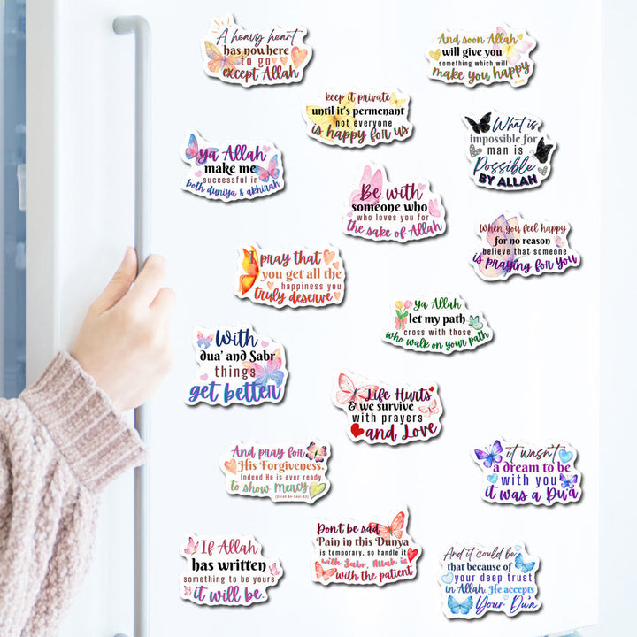 HilalHaven Calm Journey Positive Epigraphs Soft Watercolor Butterfly PVC Fridge Magnet Stickers for Home &amp; Gift - image 3