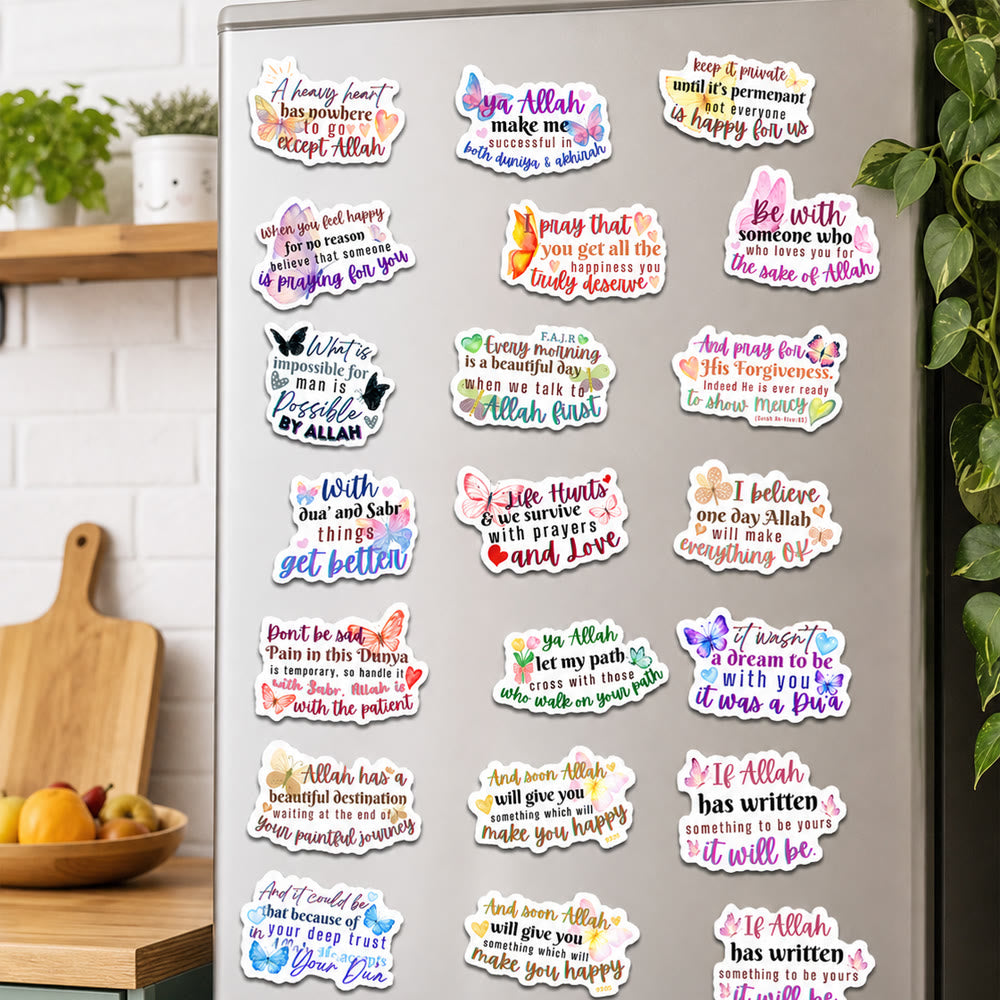 HilalHaven Calm Journey Positive Epigraphs Soft Watercolor Butterfly PVC Fridge Magnet Stickers for Home &amp; Gift - image 2