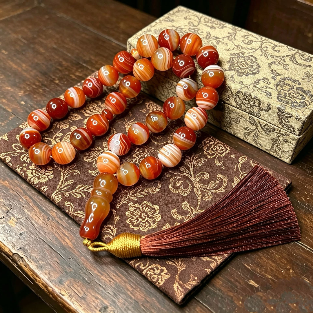 HilalHaven Layered Hush Banded Agate 33 Beads Tasbih— Hand Polished Natural Stone Tasbih - image 4