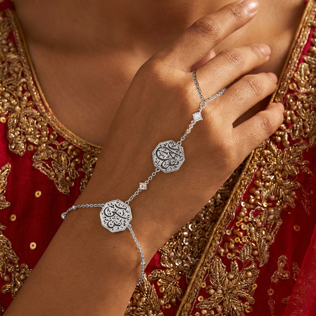 HilalHaven Octagon Script Link Hand‑Chain Bracelet - image 23