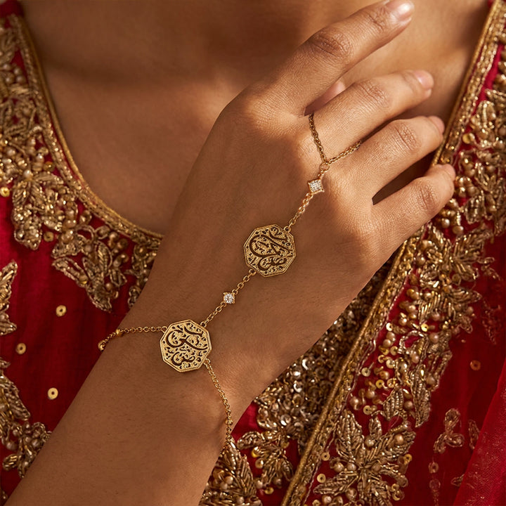 HilalHaven Octagon Script Link Hand‑Chain Bracelet - image 0