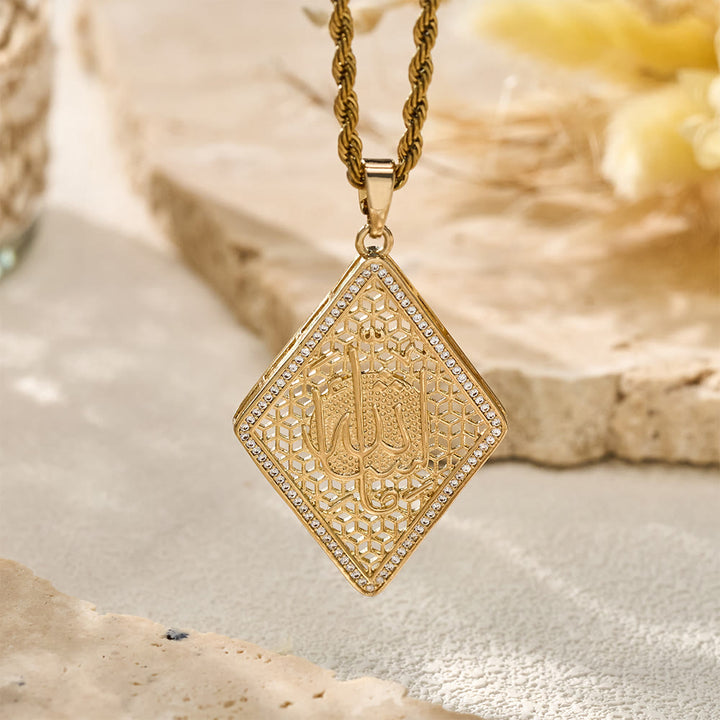HilalHaven Lattice Talisman Rhombus Allah Engraved Pendant Necklace  - image 6