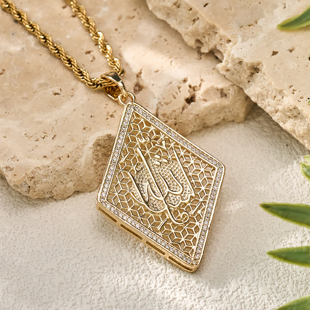 HilalHaven Lattice Talisman Rhombus Allah Engraved Pendant Necklace  - image 5