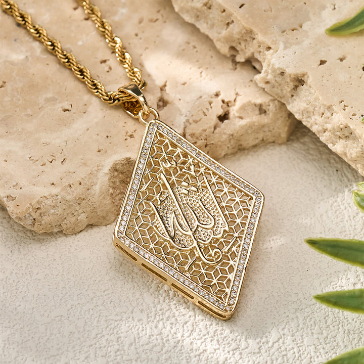 HilalHaven Lattice Talisman Rhombus Allah Engraved Pendant Necklace  - image 5