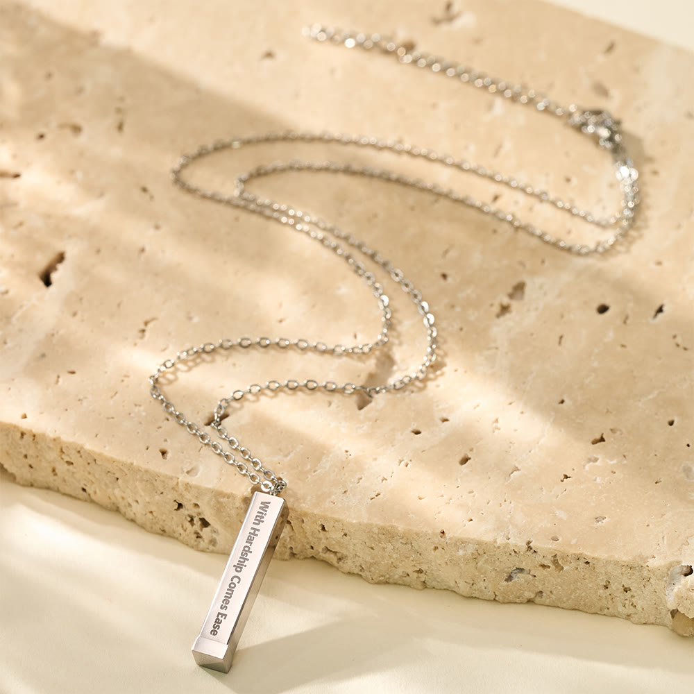 HilalHaven With Hardship Comes Ease Unfolding Hope Expandable Bar Engraved Necklace  - Silver - image 3
