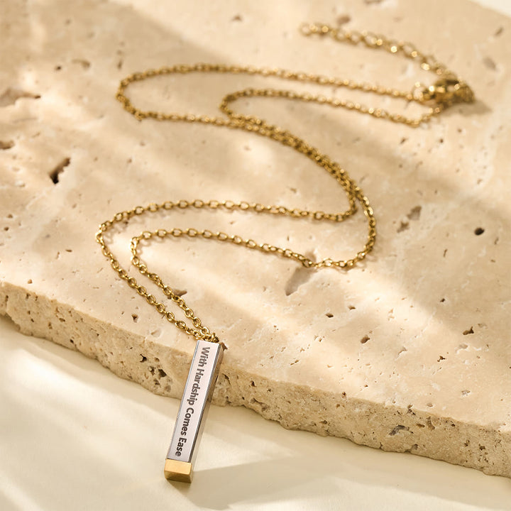 HilalHaven With Hardship Comes Ease Unfolding Hope Expandable Bar Engraved Necklace  - Golden - image 9