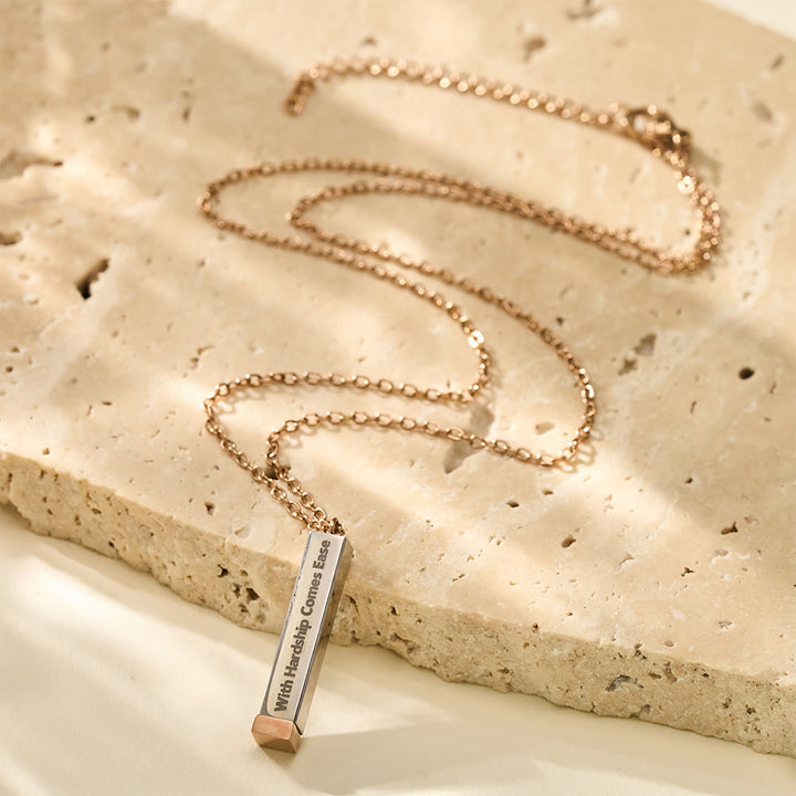 HilalHaven With Hardship Comes Ease Unfolding Hope Expandable Bar Engraved Necklace  - Rose Golden - image 21