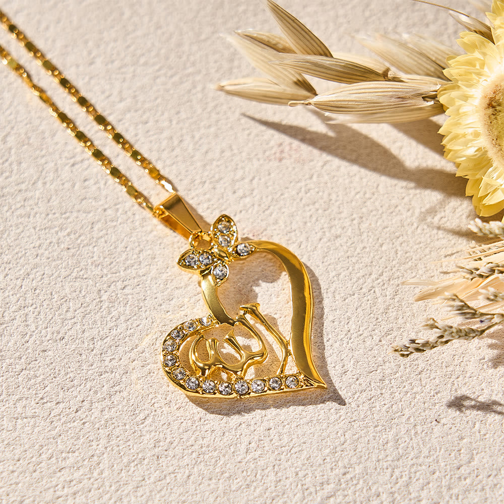 HilalHaven Petal Embrace Allah Hollow Heart Pendant Necklace - image 1