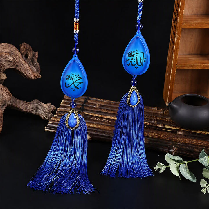 HilalHaven Luminous Tear Crystal Tassel Car Pandent - Blue(Style 2) - image 6