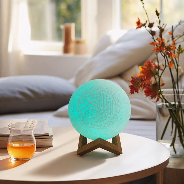 HilalHaven Lunar Verse Engraved Sphere Ambient Lamp — Multi-Color Touch Night Light with Wooden Stand - image 6