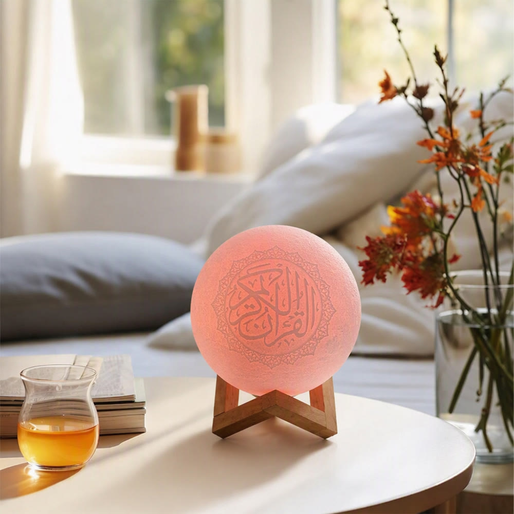HilalHaven Lunar Verse Engraved Sphere Ambient Lamp — Multi-Color Touch Night Light with Wooden Stand - image 5