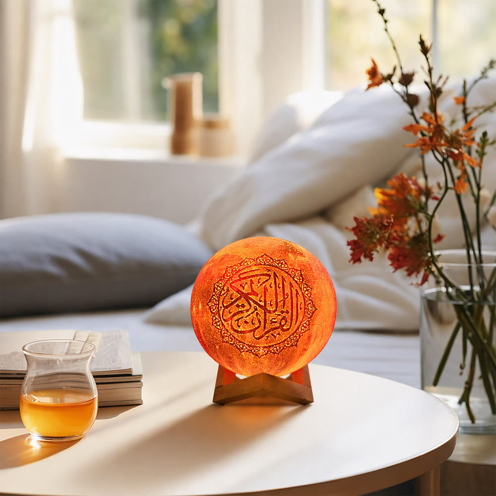 HilalHaven Lunar Verse Engraved Sphere Ambient Lamp — Multi-Color Touch Night Light with Wooden Stand - image 8