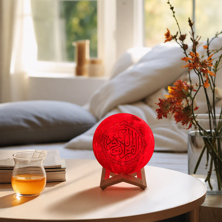 HilalHaven Lunar Verse Engraved Sphere Ambient Lamp — Multi-Color Touch Night Light with Wooden Stand - image 4