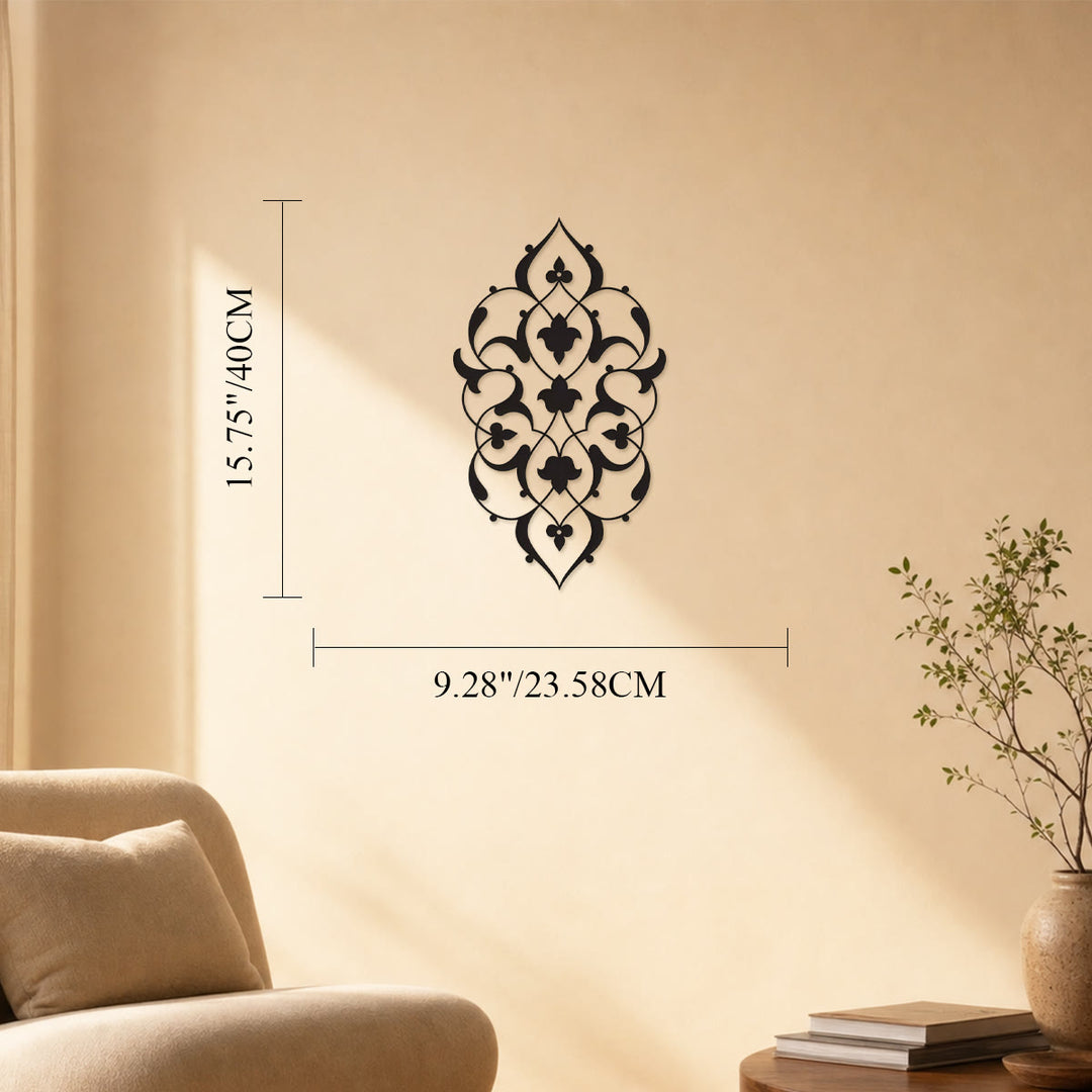 HilalHaven Vine Veil Elongated Floral Wall Art - Black - 9.28&
