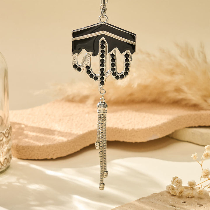 HilalHaven Kaaba Silhouette Allah Enamel Tassel Car Pendant - Black - image 16