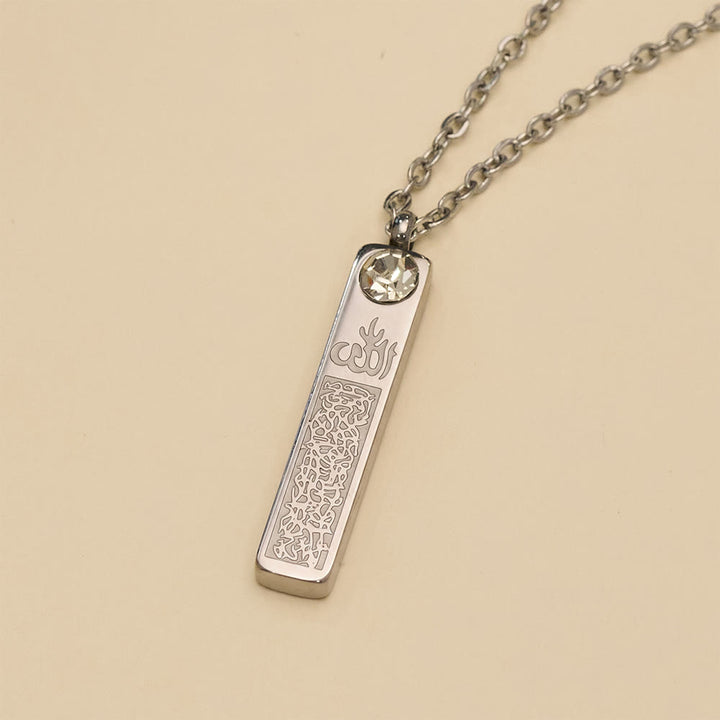 HilalHaven Slender Seal Bar Detailed Calligraphy Bar Necklace - image 8