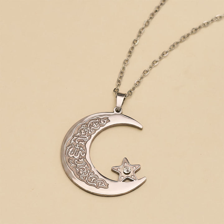 HilalHaven Celestial Arc Engraved Crescent &amp; Star Charm Necklace - image 6