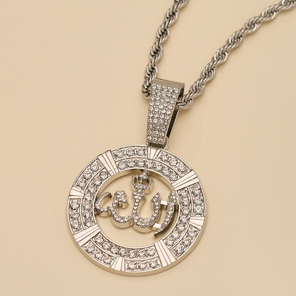 HilalHaven Aura Disc Fully Iced Openwork Medallion Pendant Necklace - image 8