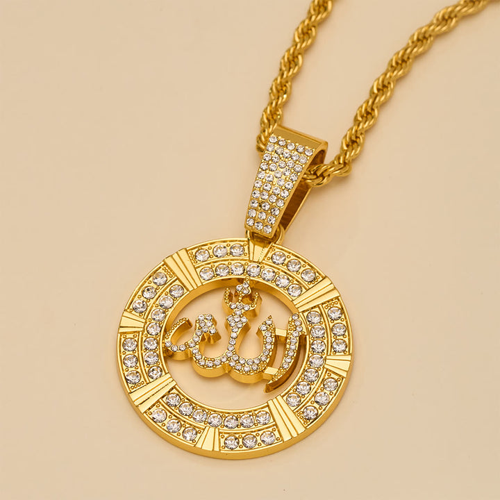 HilalHaven Aura Disc Fully Iced Openwork Medallion Pendant Necklace - image 4