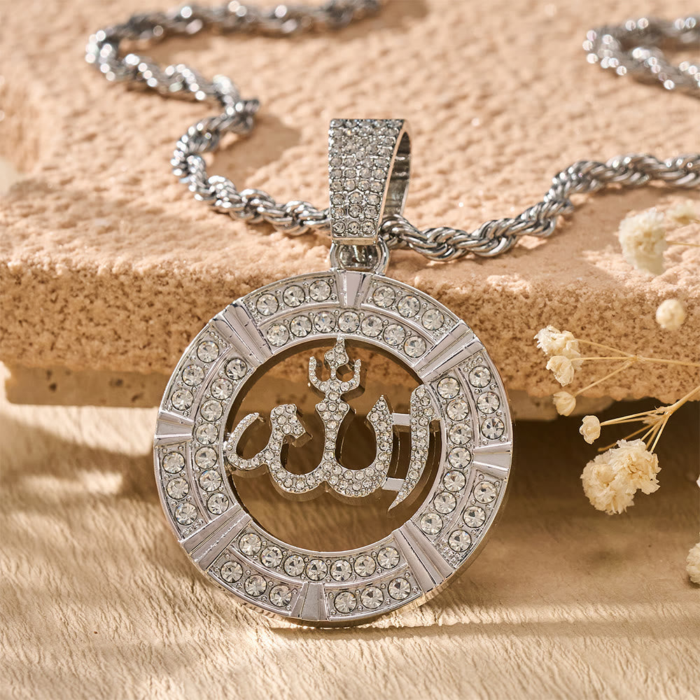 HilalHaven Aura Disc Fully Iced Openwork Medallion Pendant Necklace - image 5