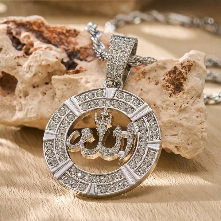 HilalHaven Aura Disc Fully Iced Openwork Medallion Pendant Necklace - image 6