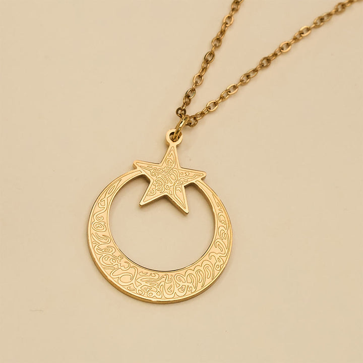 HilalHaven Stellar Halo Star &amp; Hoop Engraved Pendant Necklace - image 4