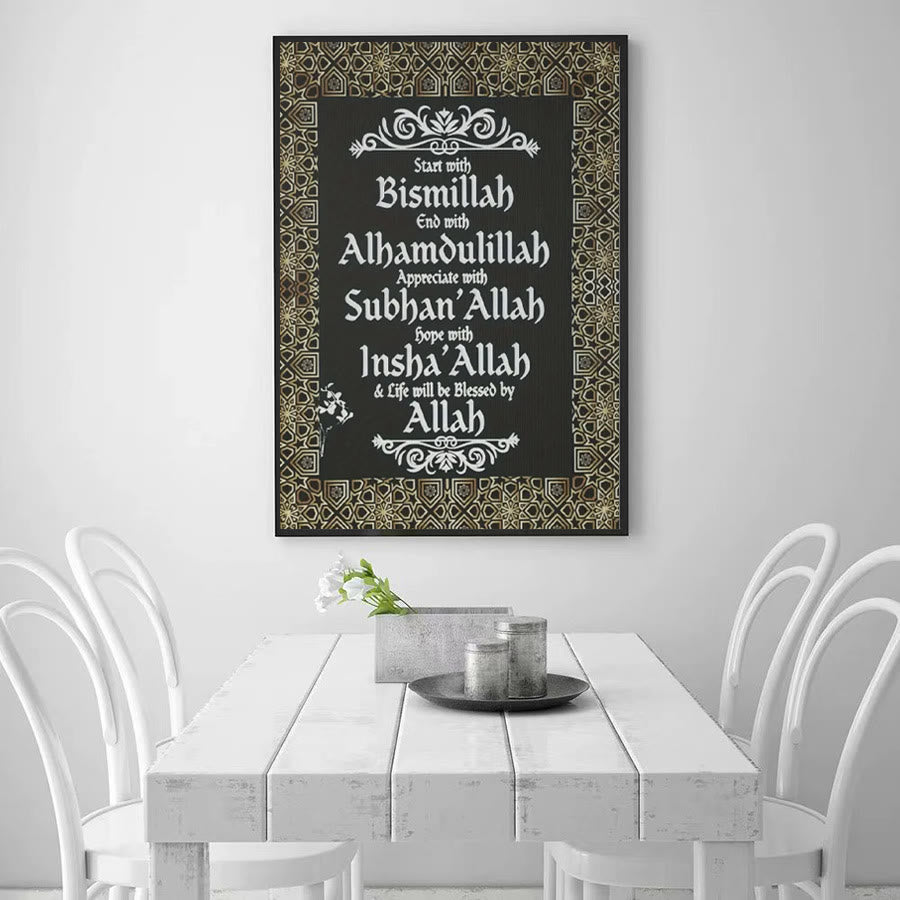 HilalHaven Daily Liturgy Ornate Border Typography Canvas Wall Print - image 1