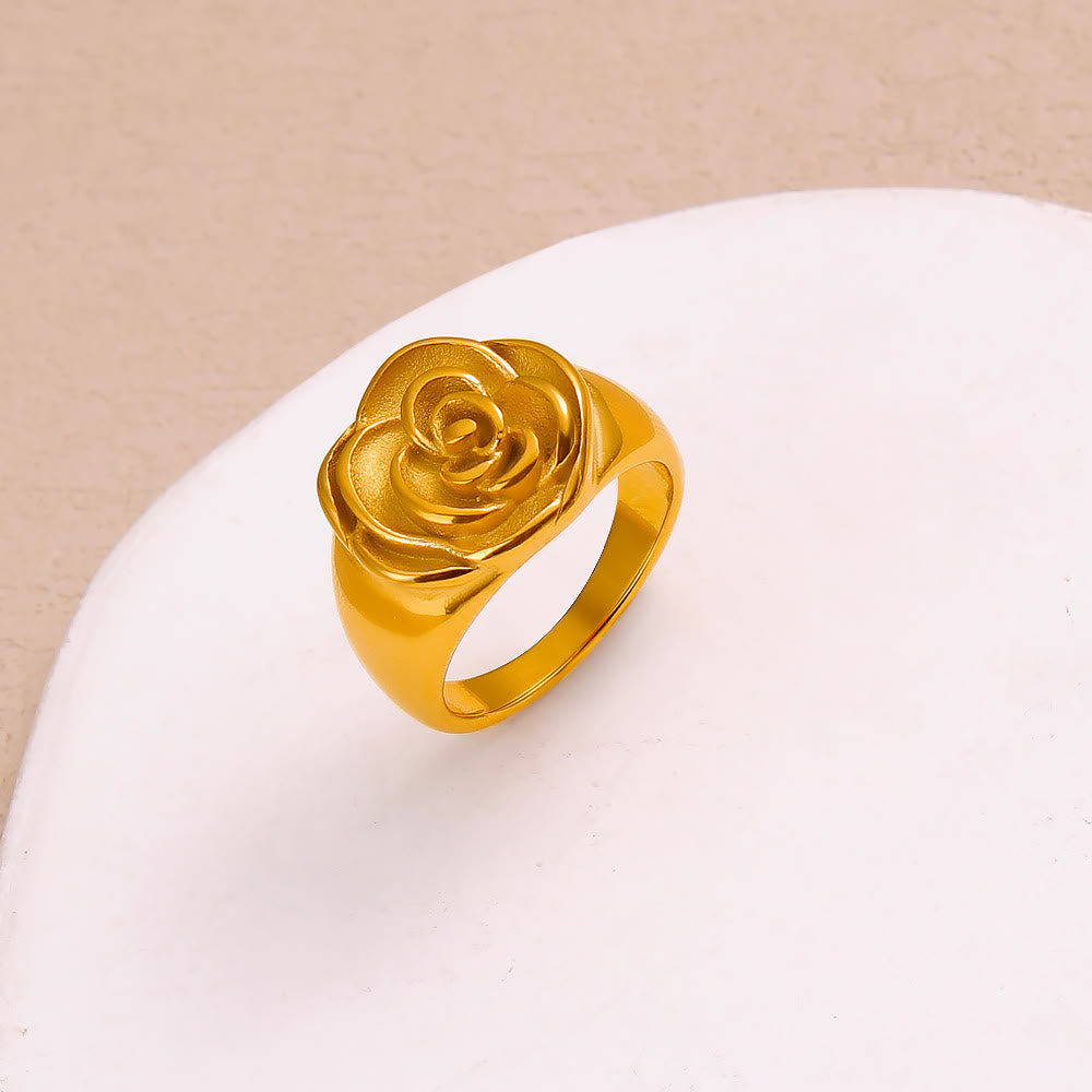 HilalHaven Flower Crest Textured Rose Statement Ring - image 1