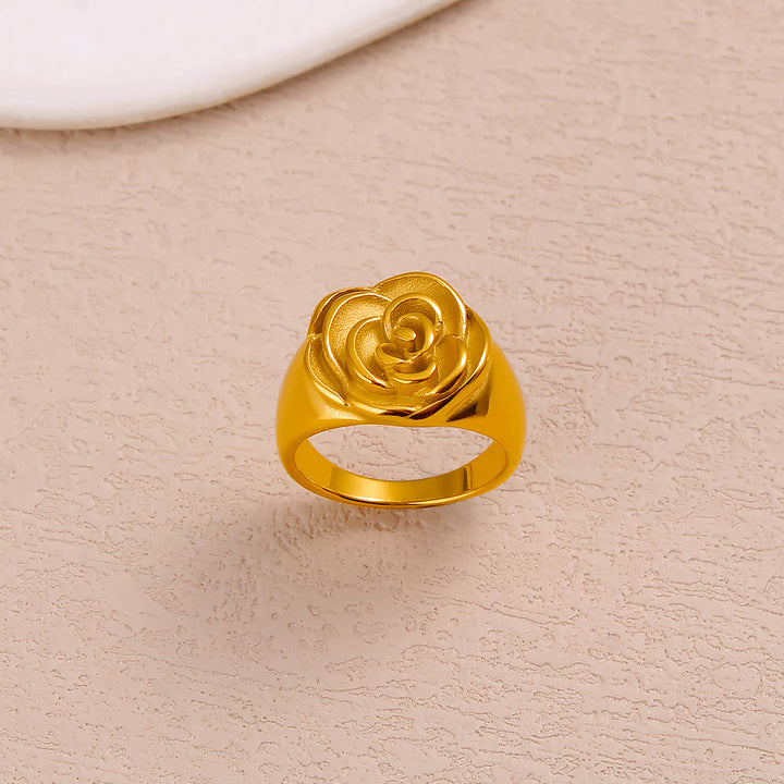 HilalHaven Flower Crest Textured Rose Statement Ring - US8 - image 4