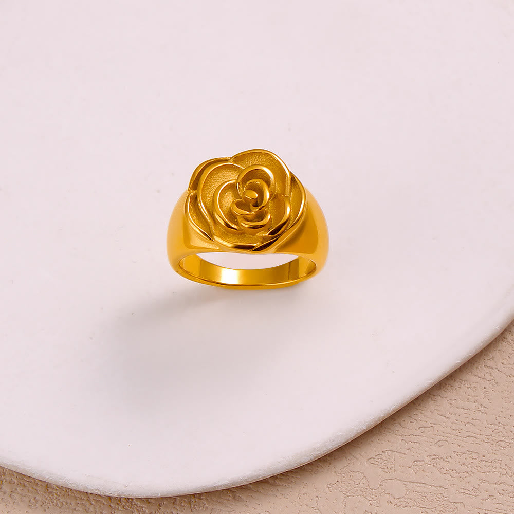 HilalHaven Flower Crest Textured Rose Statement Ring - image 3