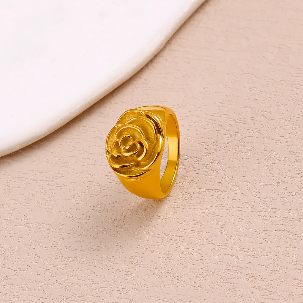 HilalHaven Flower Crest Textured Rose Statement Ring - image 2