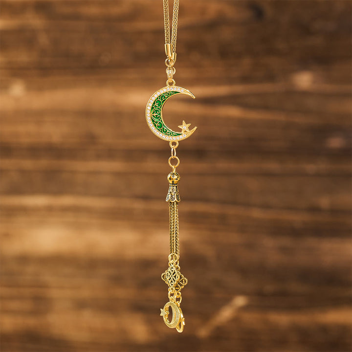 HilalHaven Twilight Drape Ornate Tassel Car Pendant - Crescent Moon&amp;Star Charm - image 20