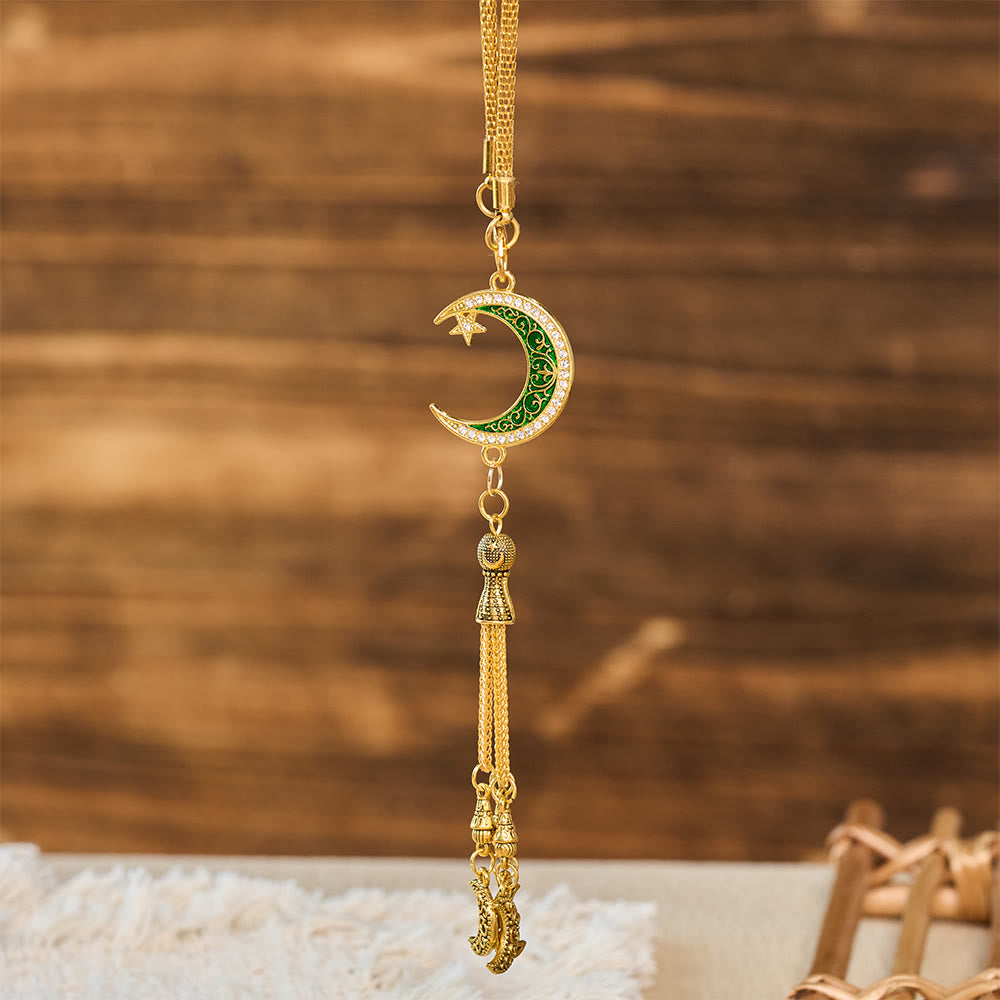 HilalHaven Twilight Drape Ornate Tassel Car Pendant - Crescent Moon Charm - image 10