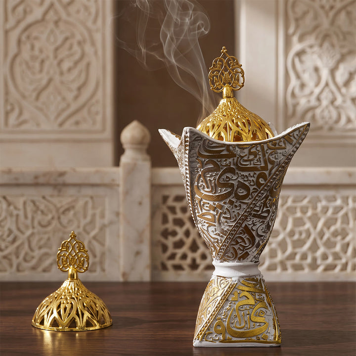 HilalHaven "Scripted Aura" Carved Resin Incense Bakhoor Burner - image 4