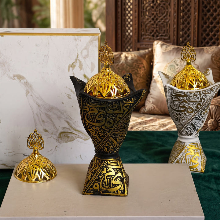 HilalHaven "Scripted Aura" Carved Resin Incense Bakhoor Burner - image 3